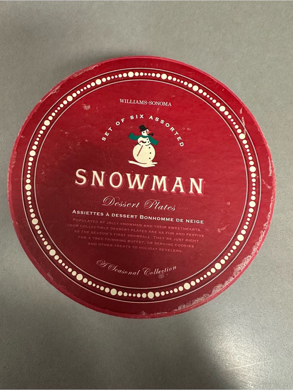 Vintage Williams Sonoma Snowman Dessert Plates new in box